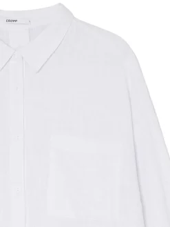 Cropp Koszule, Bluzki*Biała koszula oversize z rustykalną strukturą biały