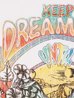 Cropp Unisex|Unisex*Biała koszulka z kolorowym nadrukiem UNISEX jasnyszary