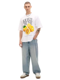 Cropp Koszulki*Biała koszulka z motywem cytryn biały