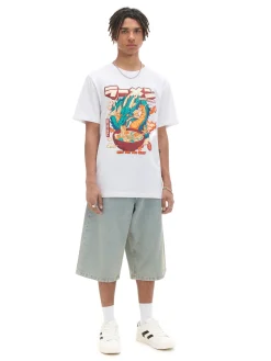 Cropp Koszulki*Biała koszulka z nadrukiem biały