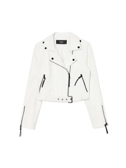 Cropp Kurtki, Płaszcze*Biała kurtka biker z imitacji skóry biały