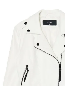 Cropp Kurtki, Płaszcze*Biała kurtka biker z imitacji skóry biały