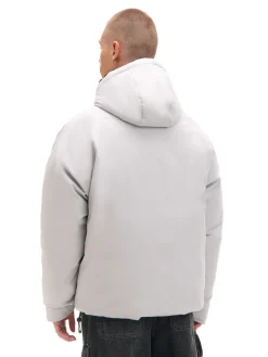 Cropp Kurtki Zimowe|Kurtki, Płaszcze*Biała kurtka puffer z kapturem jasnyszary