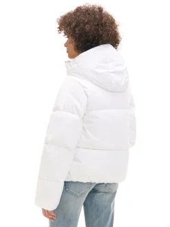 Cropp Kurtki, Płaszcze*Biała pikowana kurtka z kapturem biały