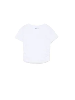 Cropp Koszulki, Topy*Biała prążkowana bluzka biały