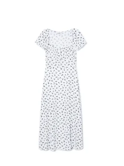 Cropp Sukienki, Kombinezony*Biała sukienka midi w kwiaty biały