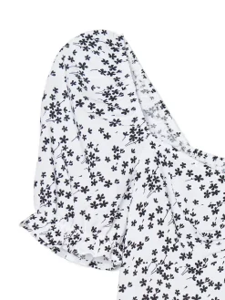 Cropp Sukienki, Kombinezony*Biała sukienka mini w kwiaty kremowy