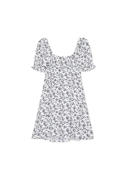 Cropp Sukienki, Kombinezony*Biała sukienka mini w kwiaty kremowy