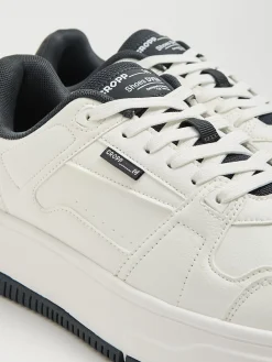 Cropp Sneakersy*Białe sneakersy z czarnymi elementami biały