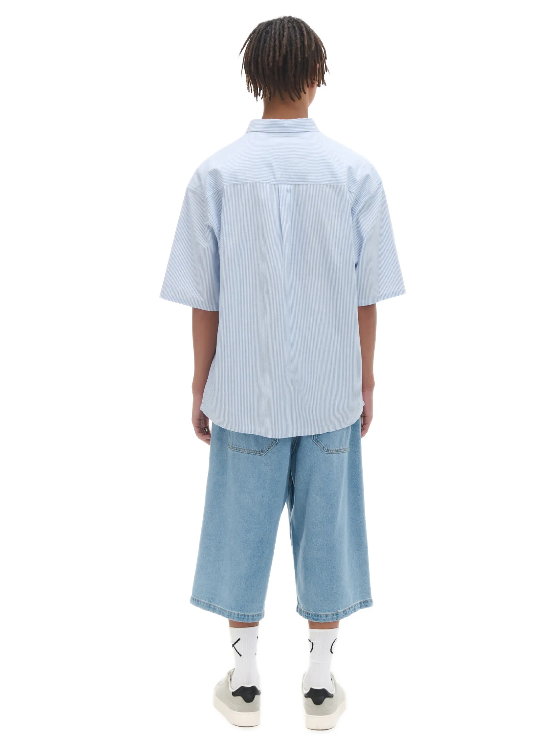 Cropp Koszule*Biało-błękitna koszula z krótkim rękawem niebieski