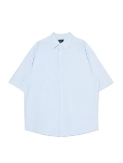 Cropp Koszule*Biało-błękitna koszula z krótkim rękawem niebieski