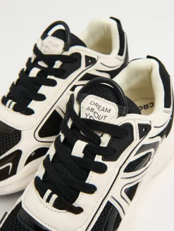 Cropp Sneakersy*Biało-czarne sneakersy czarny