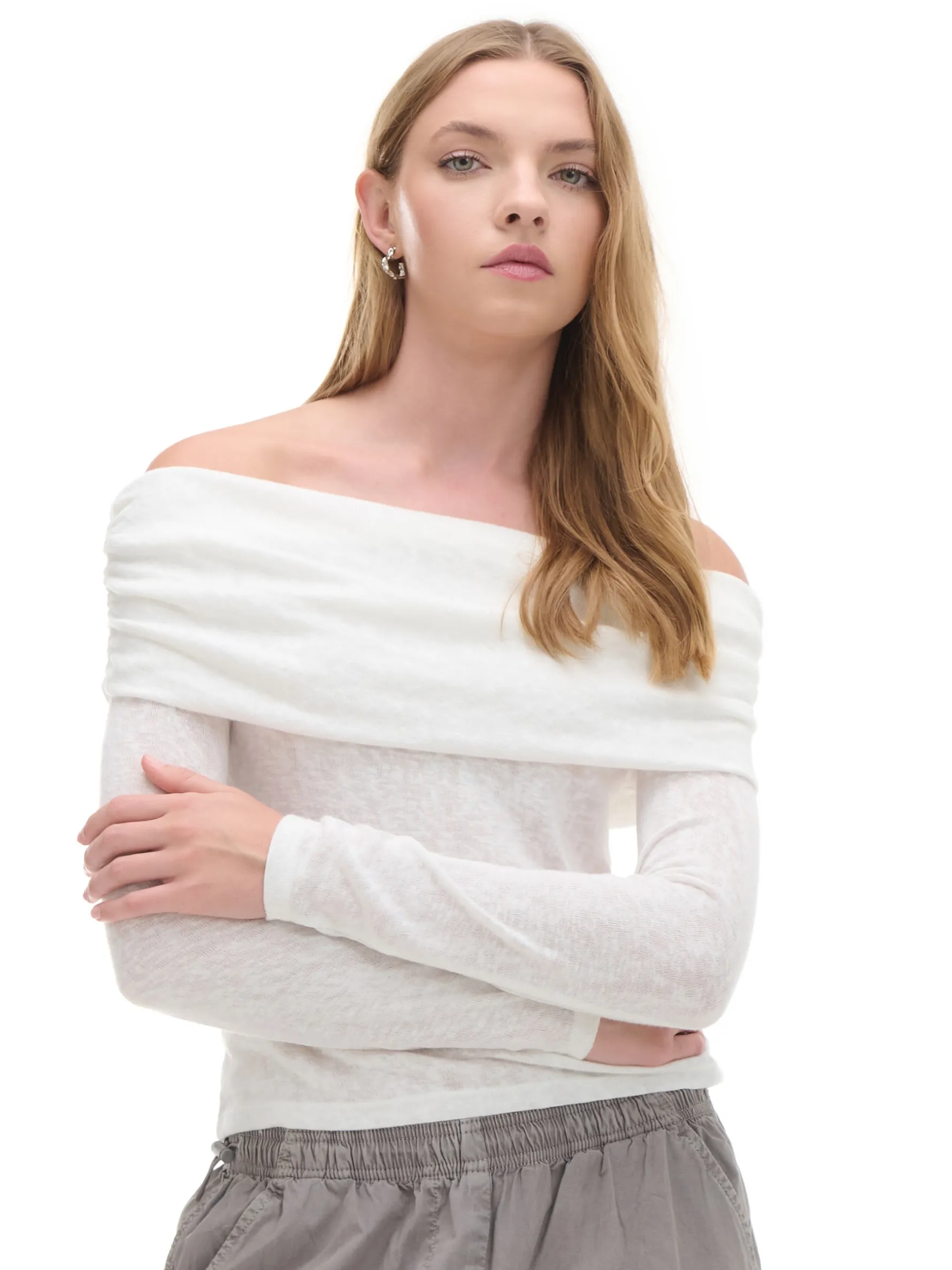 Cropp Swetry*sweter typu carmen biały