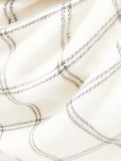 Cropp Szaliki*Biały szalik w kratę z frędzlami beżowy