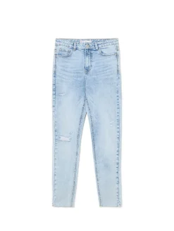 Cropp Jeansy*Błękitne jeansy skinny z przetarciami błękitny