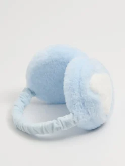 Cropp Czapki*Błękitne ocieplane nauszniki z sercem błękitny