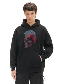 Cropp Bluzy*Bluza z aplikacją punkowej czaszki czarny