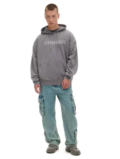 Cropp Bluzy*Bluza z kapturem i aplikacją jasnyszary