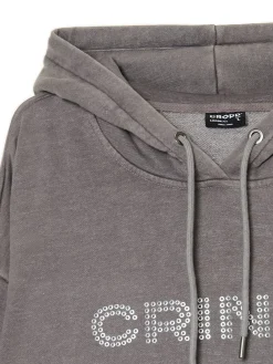 Cropp Bluzy*Bluza z kapturem i aplikacją jasnyszary