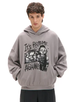 Cropp Bluzy*Bluza z kapturem i Laleczką Chucky jasnyszary