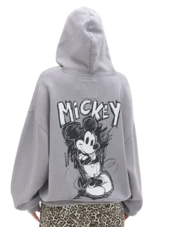 Cropp Bluzy*Bluza z kapturem Mickey Mouse jasnyszary