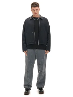 Cropp Bluzy*Bluza ze skórzanym kołnierzykiem czarny