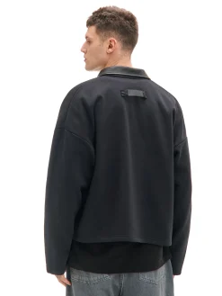 Cropp Bluzy*Bluza ze skórzanym kołnierzykiem czarny