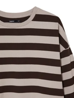 Cropp Koszulki, Topy|Koszule, Bluzki*Bluzka z długim rękawem w paski UNISEX szary