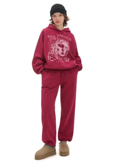 Cropp Bluzy|Sety*Bordowa bluza z kapturem i nadrukiem kasztanowy