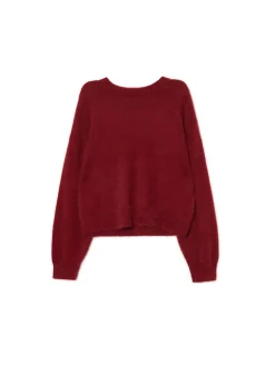 Cropp Swetry*Bordowy gładki sweter kasztanowy