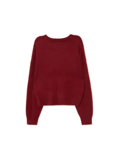 Cropp Swetry*Bordowy gładki sweter kasztanowy