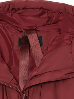 Cropp Kurtki, Płaszcze*Bordowy pikowany płaszcz z kapturem kasztanowy