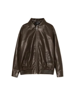 Cropp Kurtki, Płaszcze*Brązowa kurtka bomber z efektem znoszenia brązowy