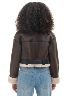 Cropp Kożuszki, Futerka|Kurtki, Płaszcze*Brązowa kurtka z imitacji skóry brązowy