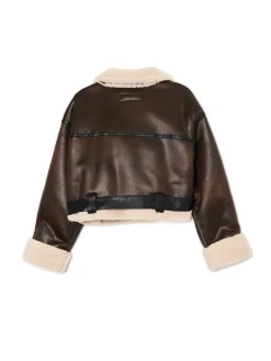 Cropp Kożuszki, Futerka|Kurtki, Płaszcze*Brązowa kurtka z imitacji skóry brązowy