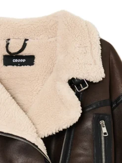 Cropp Kożuszki, Futerka|Kurtki, Płaszcze*Brązowa kurtka z imitacji skóry brązowy