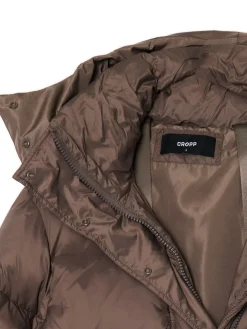 Cropp Kurtki, Płaszcze*Brązowa pikowana kurtka z kapturem brązowy