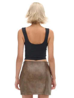 Cropp Spódnice*Brązowa spódniczka mini z imitacji skóry brązowy