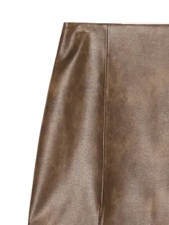 Cropp Spódnice*Brązowa spódniczka mini z imitacji skóry brązowy