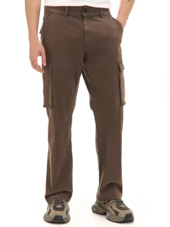 Cropp Spodnie*Brązowe spodnie z kieszeniami cargo brązowy