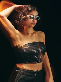 Cropp Koszulki, Topy|Sety*Cekinowy top czarny