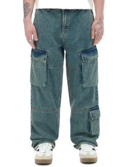 Cropp Jeansy*Ciemnoe jeansy wide leg niebieski