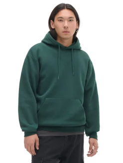 Cropp Bluzy*Ciemnozielona bluza regular z kapturem zielony