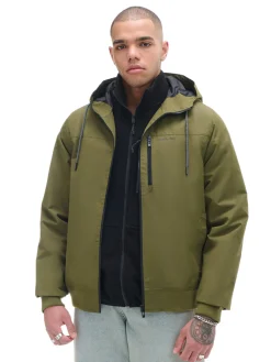 Cropp Kurtki, Płaszcze*Ciemnozielona kurtka z kapturem zielony