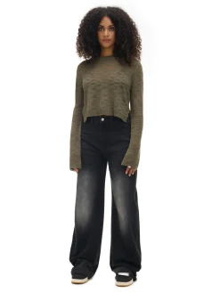 Cropp Swetry*Ciemno krótki sweter zielony