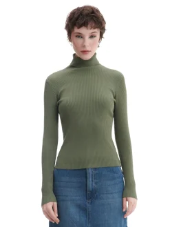 Cropp Swetry*Ciemno sweter z półgolfem zielony