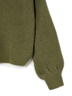 Cropp Swetry*Ciemno sweter z szerokim rękawem zielony