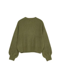 Cropp Swetry*Ciemno sweter z szerokim rękawem zielony