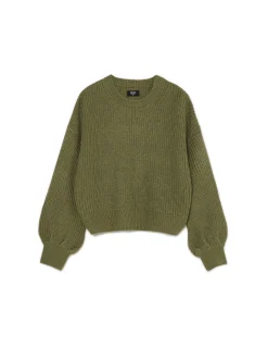 Cropp Swetry*Ciemno sweter z szerokim rękawem zielony
