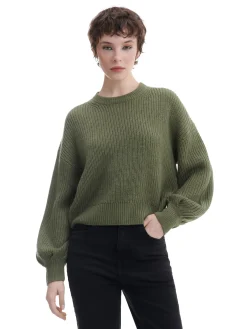 Cropp Swetry*Ciemno sweter z szerokim rękawem zielony